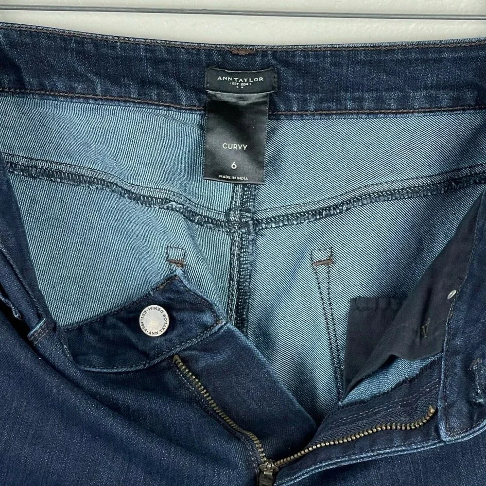 Ann Taylor Jeans Women's Sz 6 Curvy Skinny Fit Mid Rise Dark Wash Denim Blue - Picture 8 of 9